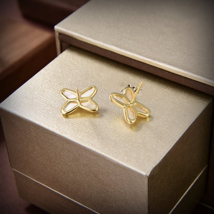 [LUXE]JEUX DE WHITE MOP PENDIENTES DE ORO CON DIAMANTES