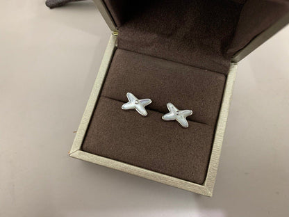 [LUXE]JEUX DE WHITE MOP PENDIENTES DE PLATA CON DIAMANTES