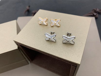 [LUXE]JEUX DE WHITE MOP PENDIENTES DE PLATA CON DIAMANTES