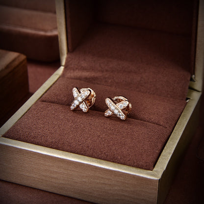 [LUXE]PENDIENTES JEUX DE ORO CON DIAMANTES