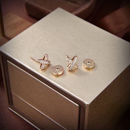 [LUXE]PENDIENTES JEUX DE ORO CON DIAMANTES