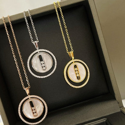 [LUXE] LUCKY MOVE MM NACRE BLANCHE DIAMOND NECKLACE
