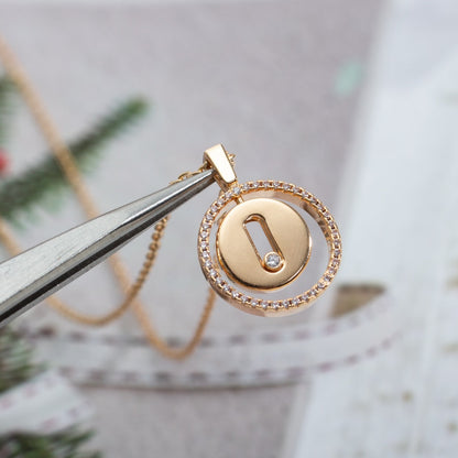 [LUXE] LUCKY MOVE PM NECKLACE PINK GOLD DIAMOND