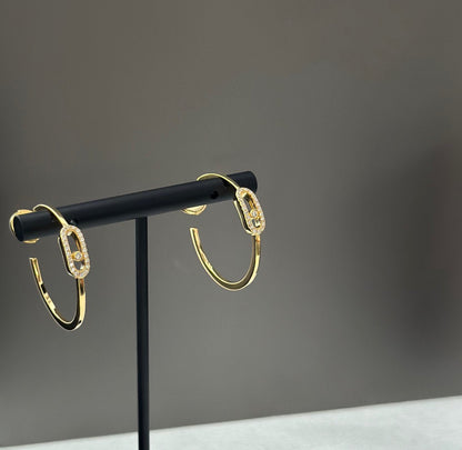 [LUXE] CREOLES MOVE UNO PM DIAMOND EARRINGS