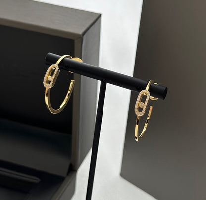 [LUXE] CREOLES MOVE UNO PM DIAMOND EARRINGS
