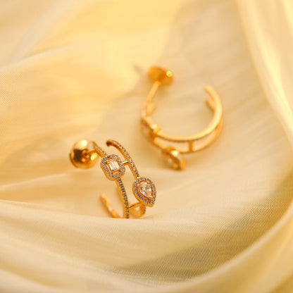 [LUXE] CREOLES MY TWIN 2 RANGS SILVER DIAMOND EARRINGS