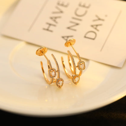 [LUXE] CREOLES MY TWIN 2 RANGS SILVER DIAMOND EARRINGS