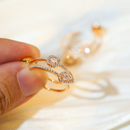 [LUXE] CREOLES MY TWIN 2 RANGS SILVER DIAMOND EARRINGS