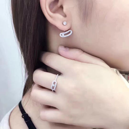 [LUXE] MOVE UNO SILVER DIAMOND EARRINGS