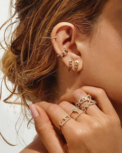 [LUXE] CREOLES MOVE UNO MINI 1 DIAMOND EARRINGS