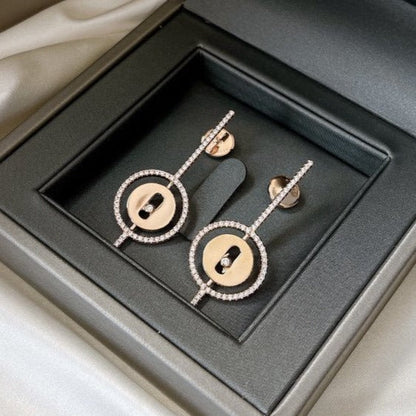 [LUXE] LUCKY MOVE ARROW PINK GOLD DIAMOND EARRINGS