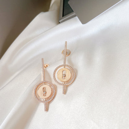 [LUXE] LUCKY MOVE ARROW PINK GOLD DIAMOND EARRINGS