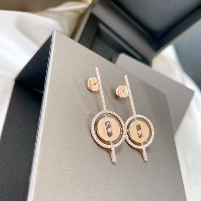 [LUXE] LUCKY MOVE ARROW PINK GOLD DIAMOND EARRINGS