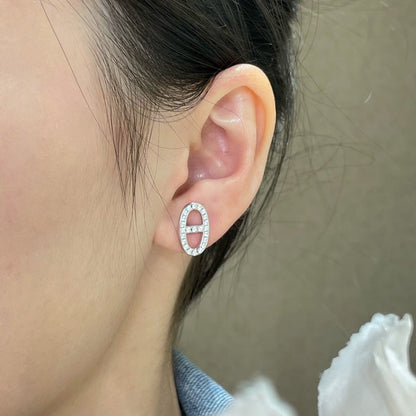 [LUXE] PENDIENTES DE BOTONERA CON NARIZ DE CERDO Y DIAMANTES HM
