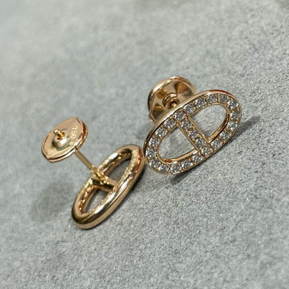 [LUXE] PENDIENTES DE BOTONERA CON NARIZ DE CERDO Y DIAMANTES HM