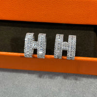 [LUXE]H PENDIENTES DE BOTONERA CON DIAMANTES DE PLATA