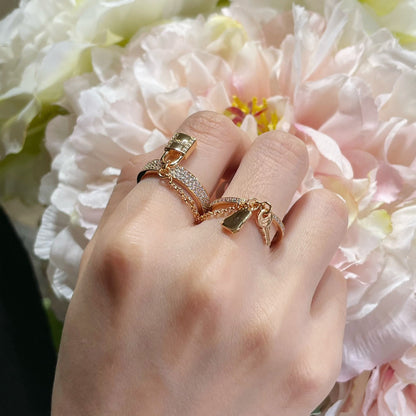 [LUXE]ANILLO DOBLE CLOCHETTE HM KELLY CON DIAMANTES