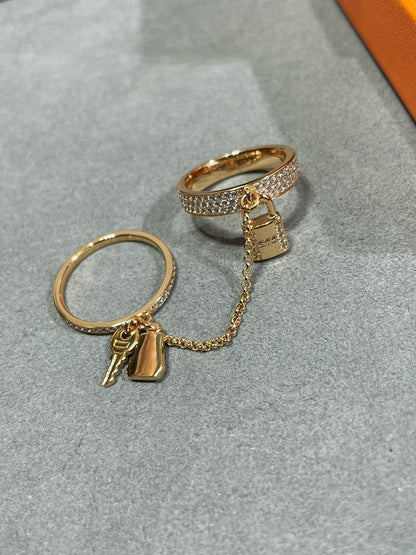 [LUXE]ANILLO DOBLE CLOCHETTE HM KELLY CON DIAMANTES