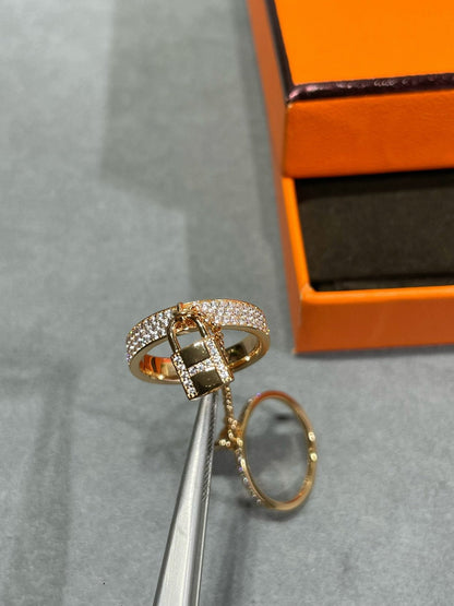 [LUXE]ANILLO DOBLE CLOCHETTE HM KELLY CON DIAMANTES