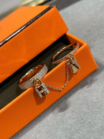 [LUXE]ANILLO DOBLE CLOCHETTE HM KELLY CON DIAMANTES