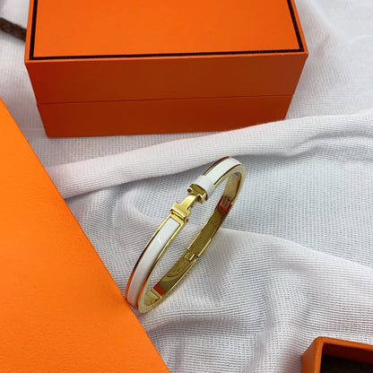 [LUXE] PULSERA CLÁSICA HM CLIC BLANCA DE 8 MM CON ESMALTE