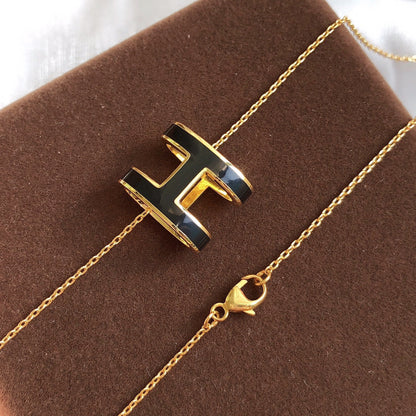 [LUXE] HM CLIC COLLAR DE ORO CON ESMALTE NEGRO
