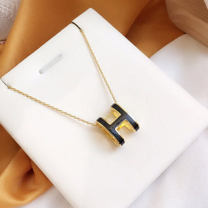 [LUXE] HM CLIC COLLAR DE ORO CON ESMALTE NEGRO