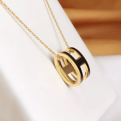 [LUXE] HM CLIC COLLAR DE ORO CON ESMALTE NEGRO
