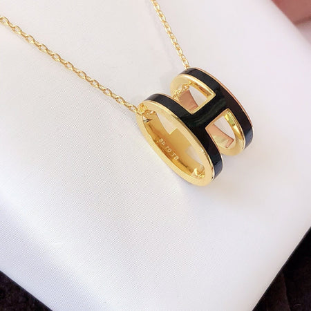 [LUXE] HM CLIC COLLAR DE ORO CON ESMALTE NEGRO