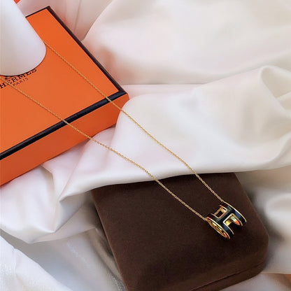 [LUXE] HM CLIC COLLAR DE ORO CON ESMALTE NEGRO