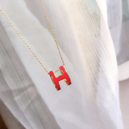 [LUXE] HM CLIC COLLAR DE ORO CON ESMALTE ROJO