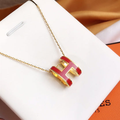 [LUXE] HM CLIC COLLAR DE ORO CON ESMALTE ROJO