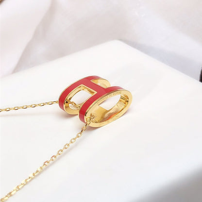 [LUXE] HM CLIC COLLAR DE ORO CON ESMALTE ROJO