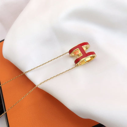 [LUXE] HM CLIC COLLAR DE ORO CON ESMALTE ROJO