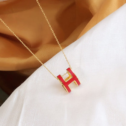 [LUXE] HM CLIC COLLAR DE ORO CON ESMALTE ROJO