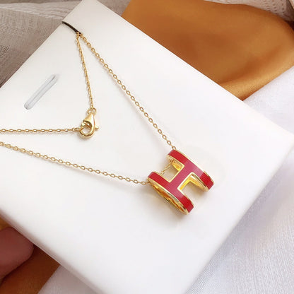 [LUXE] HM CLIC COLLAR DE ORO CON ESMALTE ROJO