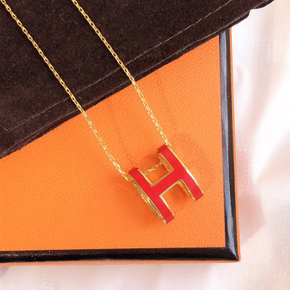 [LUXE] HM CLIC COLLAR DE ORO CON ESMALTE ROJO
