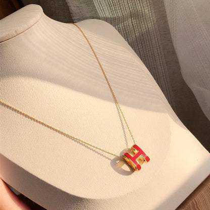 [LUXE] HM CLIC COLLAR DE ORO CON ESMALTE ROJO