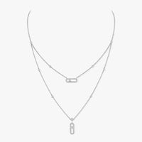 [LUXE]2 Rows Rose Gold Diamond Pave_ Necklace Move Uno