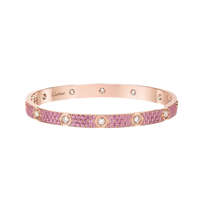 [LUXE]2026 PAVE GEMSTONE LOVE BRACELET 6.1MM 10 DIAMONDS