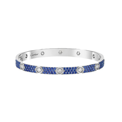 [LUXE]Pave Gemstone Love &Force Large Horseshoe Diamond Duo Bracelet Stack Set