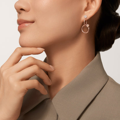 [LUXE] JUSTE HALF DIAMOND DOUBLE EARRINGS