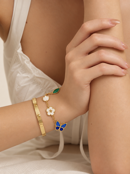 [LUXE] Lucky Spring Butterfly 5-Motif & LOVE Unlimited Bracelet Stack Set