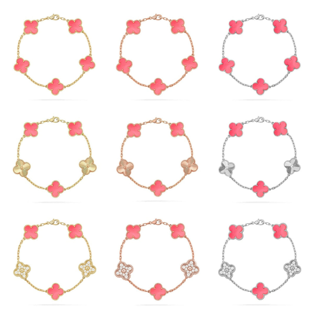 [LUXE] CLOVER 5 MOTIFS  PINK MOP BRACELET COLLECTION