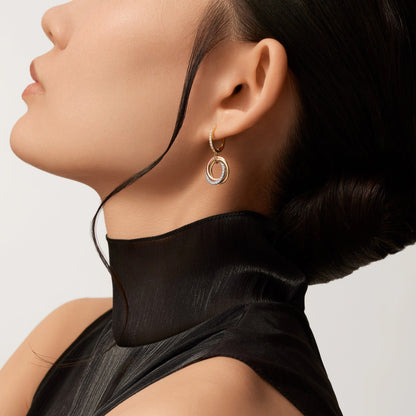 [LUXE] TRINITY HALF DIAMOND  EARRINGS