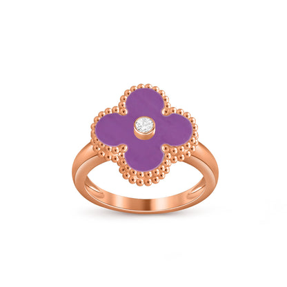 [LUXE] ANILLO DE DIAMANTE TRÉBOL COLECCIÓN ORO ROSA