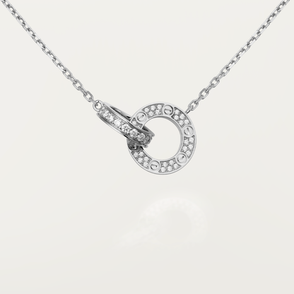 [LUXE] COLLAR LOVE DE 7,6 MM EN ORO ROSA Y PLATA CON DIAMANTES
