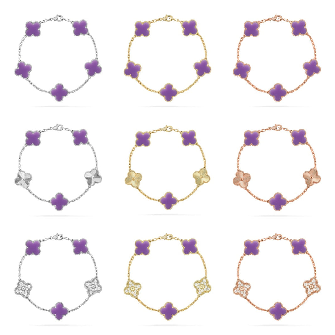 [LUXE]CLOVER 5 MOTIF LIGHT PURPLE BRACELET COLLECTION