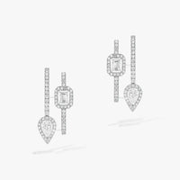 [LUXE] CREOLES MY TWIN 2 RANGS SILVER DIAMOND EARRINGS