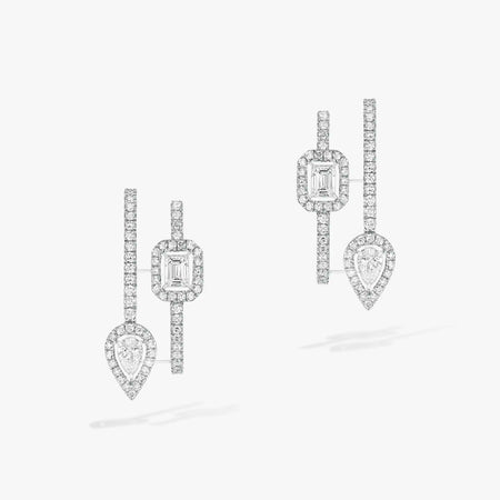 [LUXE] CREOLES MY TWIN 2 RANGS SILVER DIAMOND EARRINGS